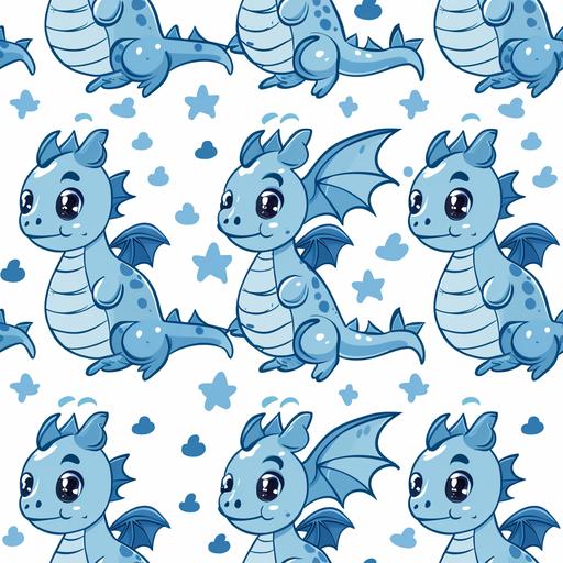 kawaii baby blue dragon, wallpaper pattern --tile --v 6.0