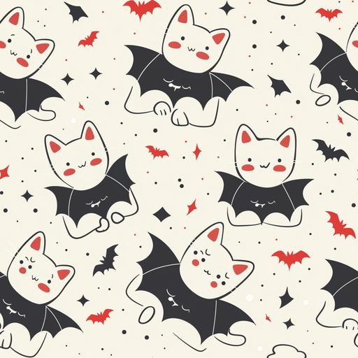 kawaii cat vampire print --tile --v 6.0