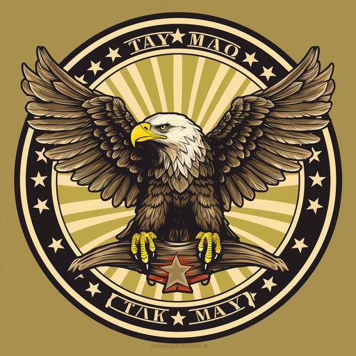 A circular Texas military unit logo for Task Force Eagle. Include the motto 