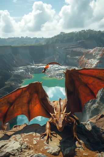 Kelimutu, 'the boiling lake' a dragon flying down to grab a sip of water before it flies off --ar 2:3 --c 34 --s 326 --style raw --v 6.0