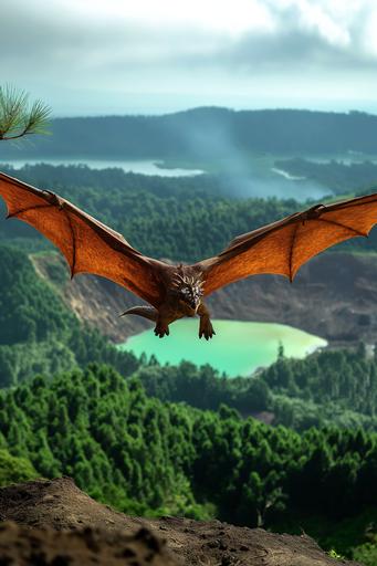 Kelimutu, 'the boiling lake' a dragon flying down to grab a sip of water before it flies off --ar 2:3 --c 34 --s 426 --style raw --v 6.0