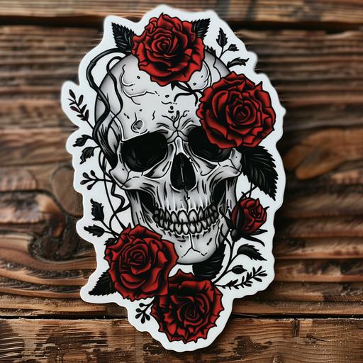 death by roses sticker, in the style of punk rock aesthetic, symmetrical, medical themes, romantic emotivity, made of vines, graphic print-based, commission for --v 6.0