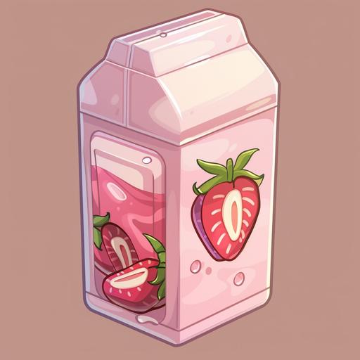 pink milk box with transparent background with strawberries sticker, in the style of animecore, #screenshotsaturday