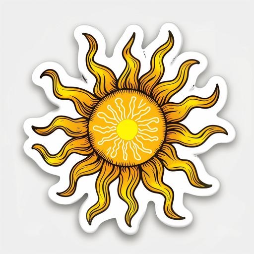 stay gold a sticker with a yellow sun, in the style of cottagepunk, vividly bold designs, furaffinity --v 6.0