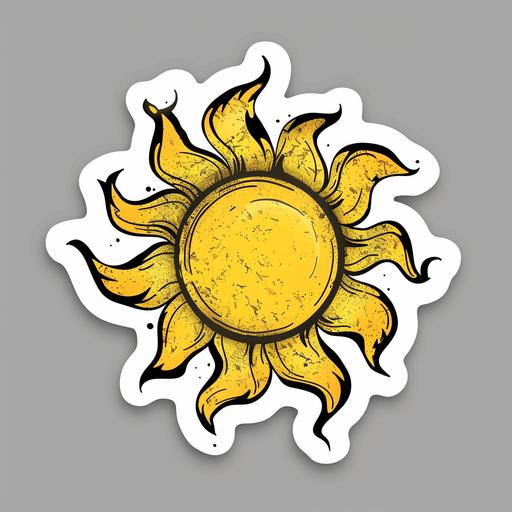 stay gold a sticker with a yellow sun, in the style of cottagepunk, vividly bold designs, furaffinity