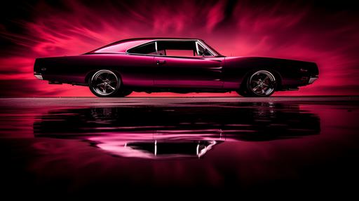 studio hi-rez pro photograph profile shot, 1969 Dodge Charger, Isolated on white background, low rider, wide body::1.5 blue DragOn color shifting paint, deep red gradient => dark golden gradient => dark blue gradient:: Created Using: Nikon D850 product photography, extremely low angle shot, night scene, contrast between light and dark, photographic realism, dramatic shadows, Hollywood special effects, low underbody illumination --c 38 --s 136 --style raw --v 5.2 --ar 16:9