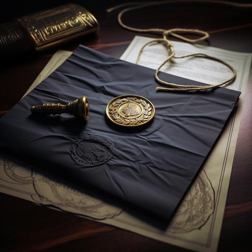 4K REALISTIC PHOTOSHOOTING, GOLD RING, BLACK POSTAL LETTER WITH GOLD SEAL