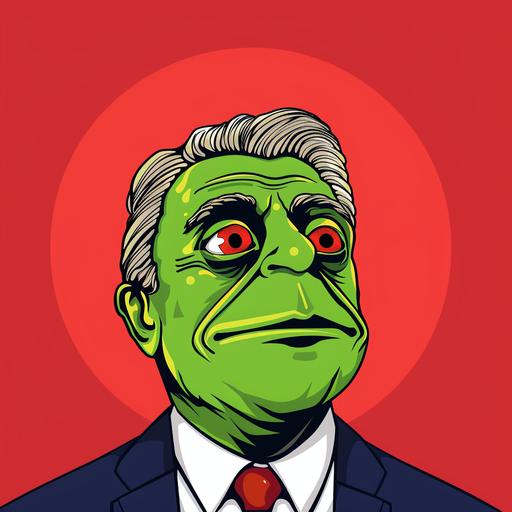 ,  , middle age Robert F Kennedy face mix with pepe the frog face , cartoon , 2d , big oulines --v 6.0