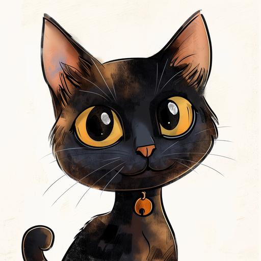 ,  , black and brown mixed cat , cartoon --v 6.0