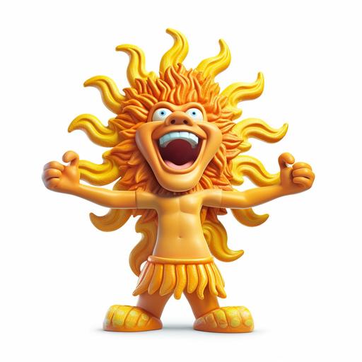 A hyper-realistic inspired photorealistic cinematic 3d illustration cartoon sun god energetic and funny mood, white background, detailed illustration --v 5.1 --s 750