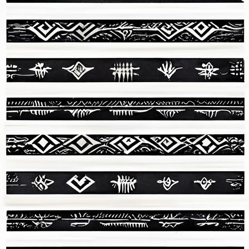 wallpaper, tribal tattoo, black, contained in a rectangular shape, white background, tattoo sheet, defined lines, --no shading