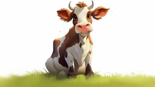 Chewing cow cartoon. --ar 16:9