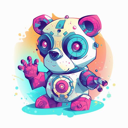 carecure AI, logo,nerd, colorful robot, futuristic cartoon bear, chatterbox, hand stretch out to grab yours, cute --v 5 --q 2