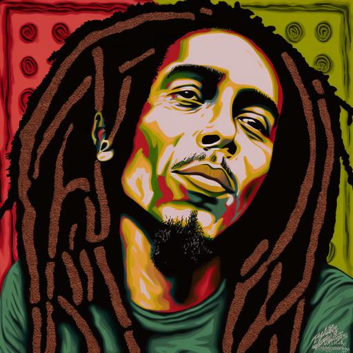 Portrait of Bob Marley, in color, style of Keith Haring --v 4