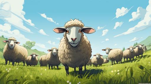 Sheep cartoon. --ar 16:9