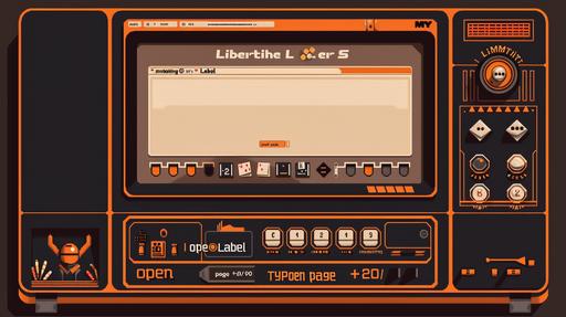 The screen of the windows apparatus on a classic computer from early internet days in black and orange color, with an empty field for text at top center that says 