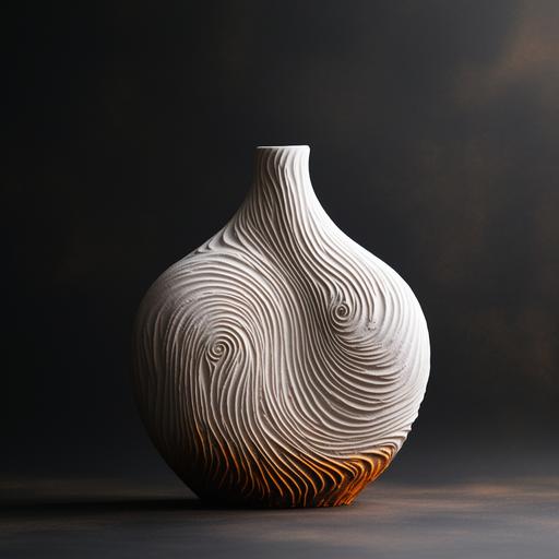 Use texture on &Tradition style clay design vase, ultra modern & minimal design, wabisabi, white background, product-only, no people, product photography