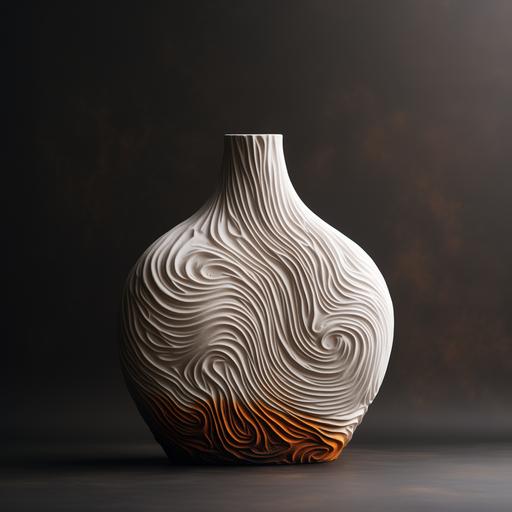 Use texture on &Tradition style clay design vase, ultra modern & minimal design, wabisabi, white background, product-only, no people, product photography