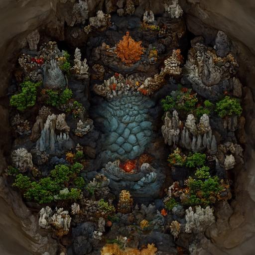 Dungeongs and Dragons, top down battle map, highly detailed, cave