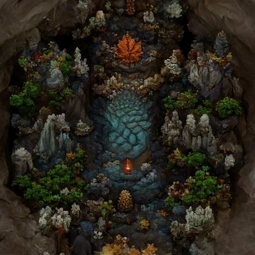 Dungeongs and Dragons, top down battle map, highly detailed, cave