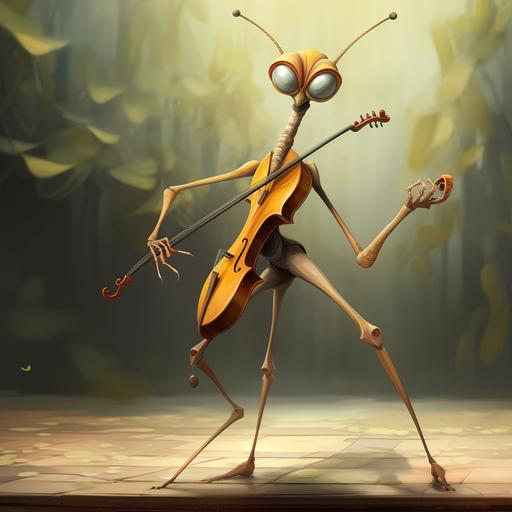 Wandering Violin Mantis, animated, disney style