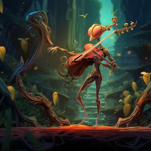 Wandering Violin Mantis, animated, disney style