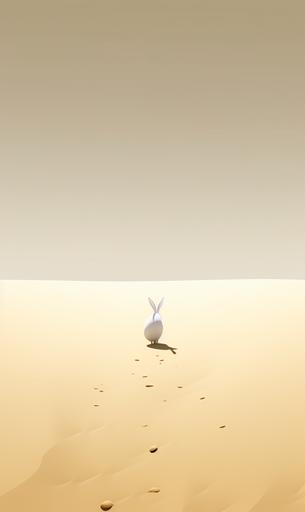 a cartoon bunny in the sands of eternal burden and duty, minimalism, naiv, simplicity --ar 3:5