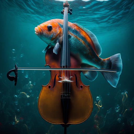 a fish playing Paint it Black on a cello --v 4