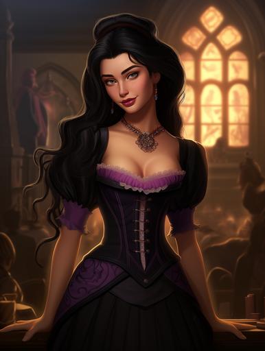 , a picture of a young vampire lady with dark hair and purple makeup, gothic witch, in the style of dark pink and light black, wiccan, alan moore, dark white and dark amber, seth macfarlane, natural beauty, symmetrical --ar 3:4 --v 5.2 --style raw --s 316 --c 100