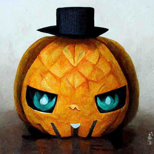 a pumpkin wearing a suit in the style of anime