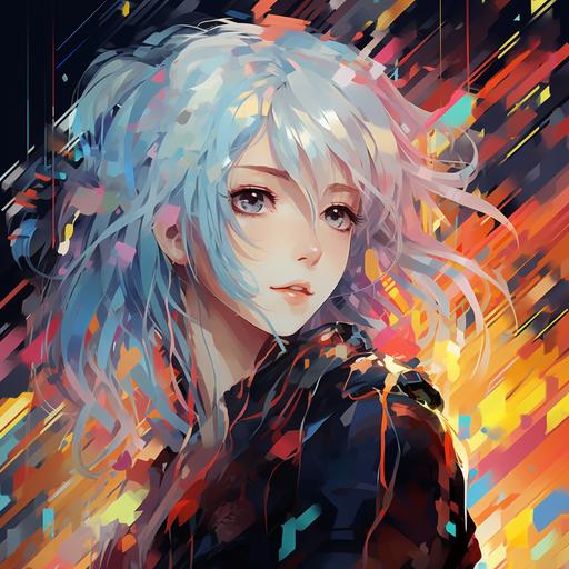 abstract anime pixel art with blurred background --v 5.2