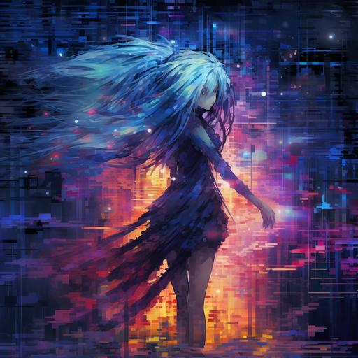 abstract anime pixel art with blurred background --v 5.2