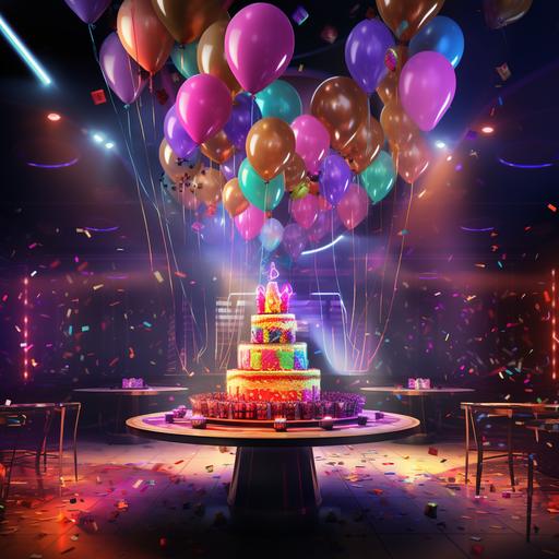 birthday pary in night club bright colorful