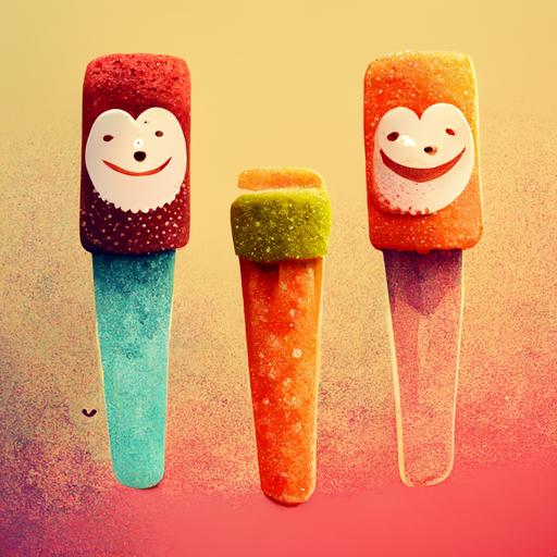 , cartoon popsicles smiling, happy funny fun vibes, v3, upbeta