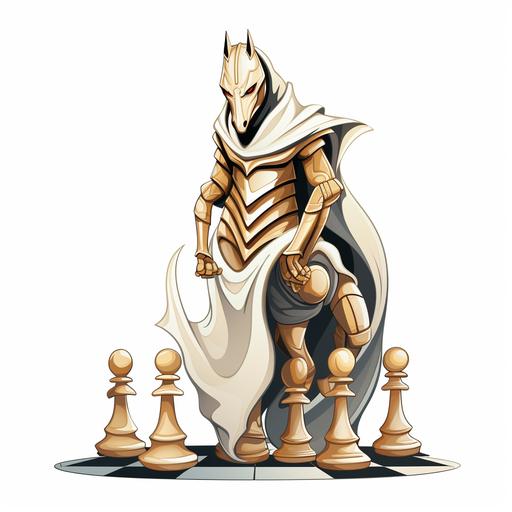 chess knight, white background, cartoon style