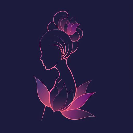 create a logo; a woman of color full body silhouette with a lotus flower as her heard with the slogan in mind So She Rises.