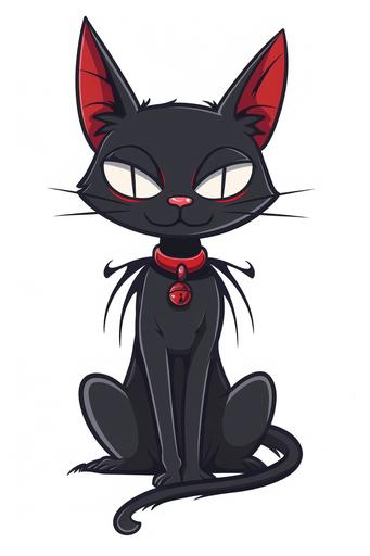 cute illustrated cartoon, cat vampire, spooky vibes, plain white background --ar 2:3 --v 6.0