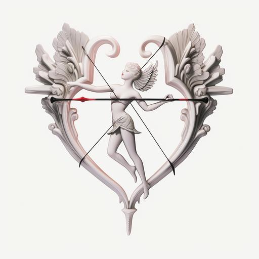 dior cupid firing arrows, white background, cartoon style