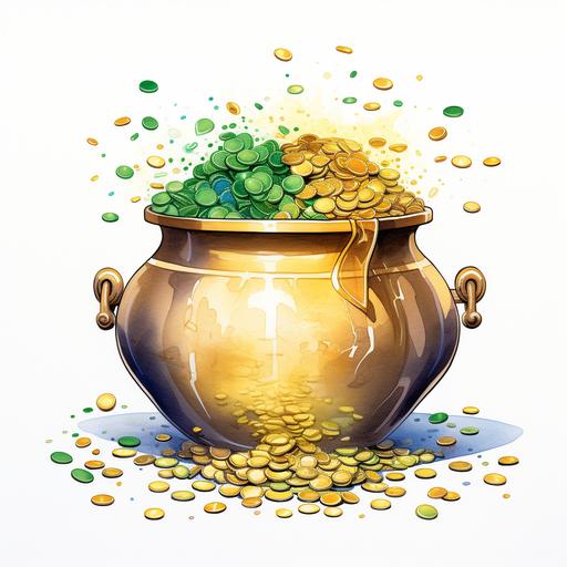dior pot of gold, white background, cartoon style