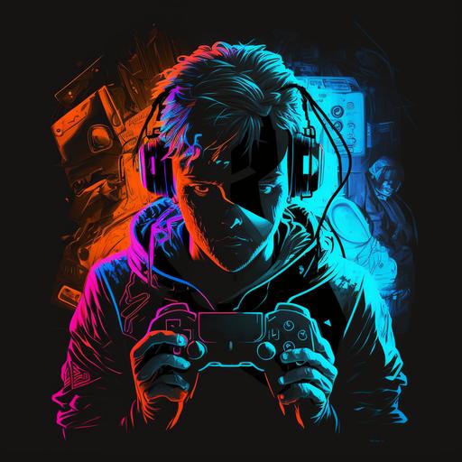 gamer, light neon, dark background