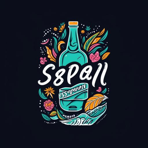 Simple logo design for a soda drink shop with tropical colors. Include a black background and white accents. The name of the shop is Siren Soda. Cartoon style