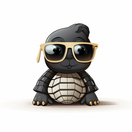 gucci Black tortoise, white background, cartoon style