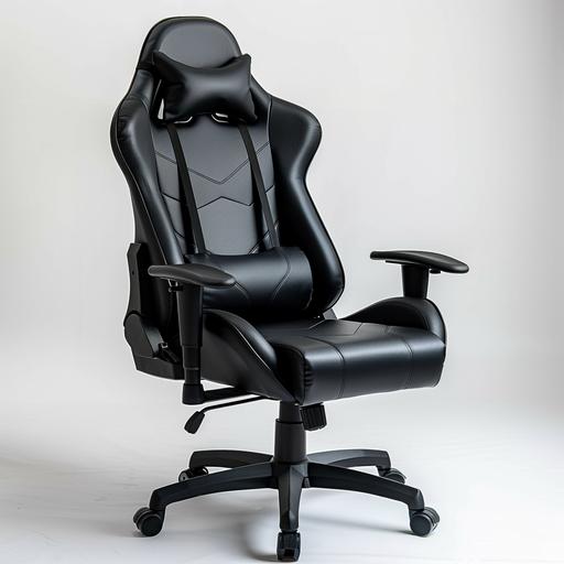 http:// black gaming chair made of leather material for a catalog on a white background