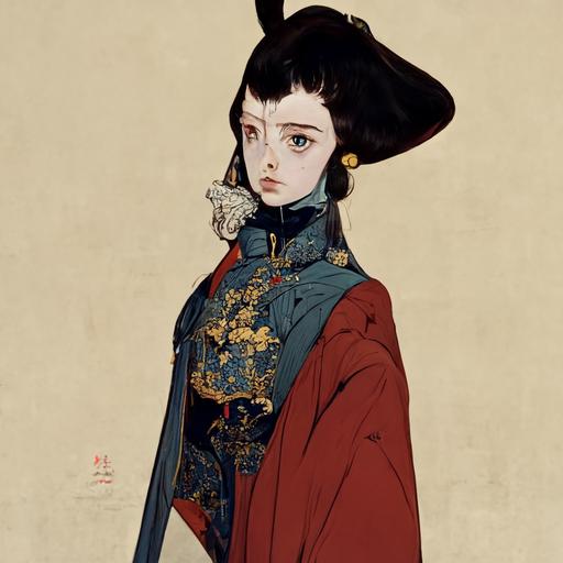 a 17th century nobility in anime manga style by artstation, pixiv,deviantart and trending , james jean style,Chengwei Pan style