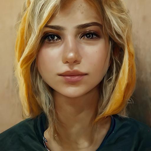 blonde turkish girl, realistic, 8K
