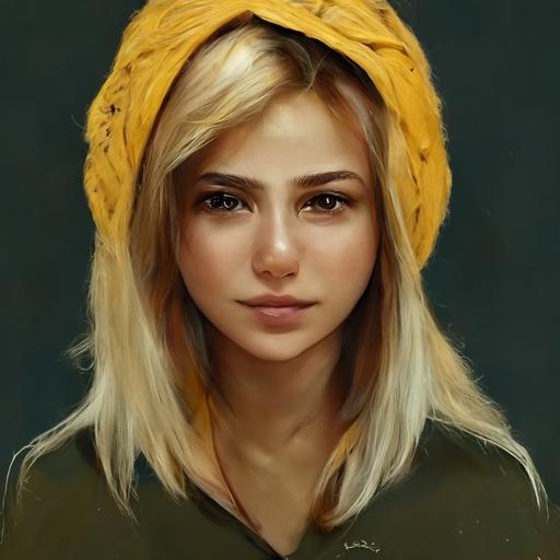 blonde turkish girl, realistic, 8K
