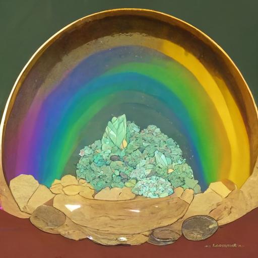 leprauchaun rainbow , style cartoon , diamonds pot , pot of gold , 8k