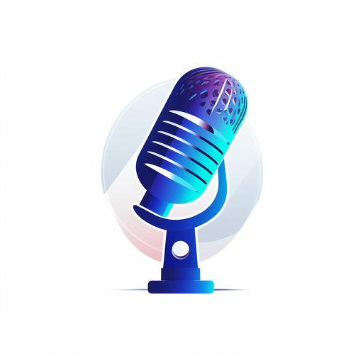 logo for podcast, white background, blue gradient color, modern and intricate, using a microphone in the logo, circular