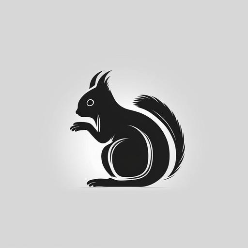 logo of a squirrel, line logo, vector logo, simple, minimal, modern, isolated on white