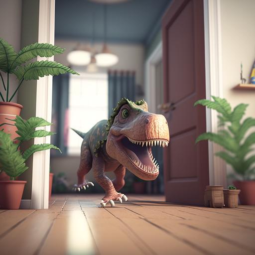 mini dinosaur running a nursery 4k